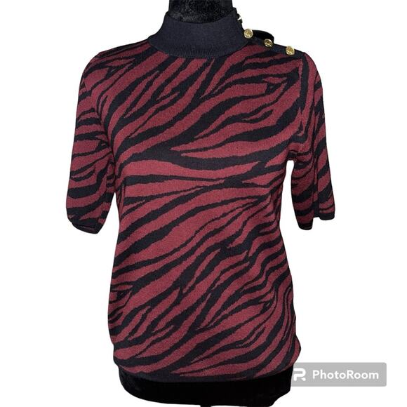 Michael Kors Zebra Print Sweater T Shirt  L - Picture 1 of 10